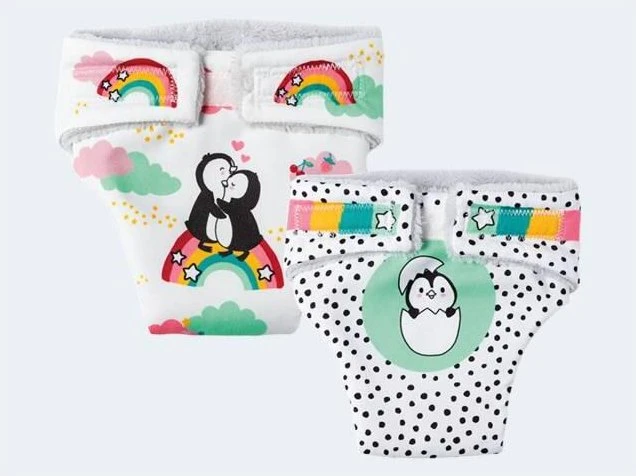 Heless Puppen-Stoffwindeln Pinguin Pünktchen, 2 Stück, 28-35cm