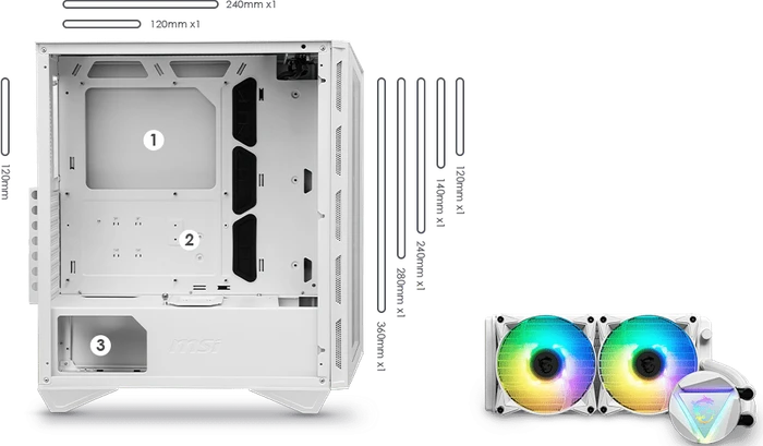 MSI MPG Gungnir 110R White, weiß, Glasfenster