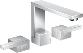 Hansgrohe AXOR Edge 3-Loch Waschtischarmatur 130 mit Push-Open Ablaufgarnitur diamantschliff chrom