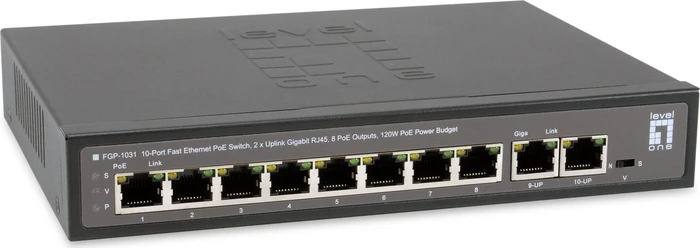 LevelOne FGP Desktop Switch, 10x RJ-45, 120W Hi-PoE