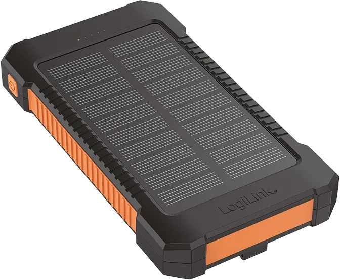 LogiLink Solar Powerbank 6000mAh Taschenlampe 2x USB-A schwarz/orange