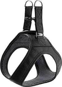 Hunter Hilo Hundegeschirr mit Leder, für kleine Hunde, XS-S, schwarz