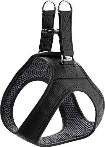 Hunter Hilo Hundegeschirr mit Leder, für kleine Hunde, XS-S, schwarz