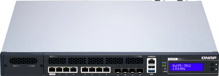 QNAP QuCPE-7012 Dual-System VM-Host & Rackmount 2.5G Managed Switch, 8x RJ-45, 4x SFP+, 1x Erweiterungsslot