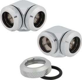 Corsair Hydro X Series XF Hardline, OD Fitting 90° 14mm, chrome, 2er-Pack