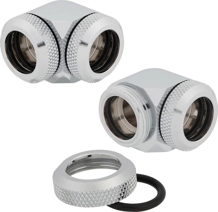 Corsair Hydro X Series XF Hardline, OD Fitting 90° 14mm, chrome, 2er-Pack