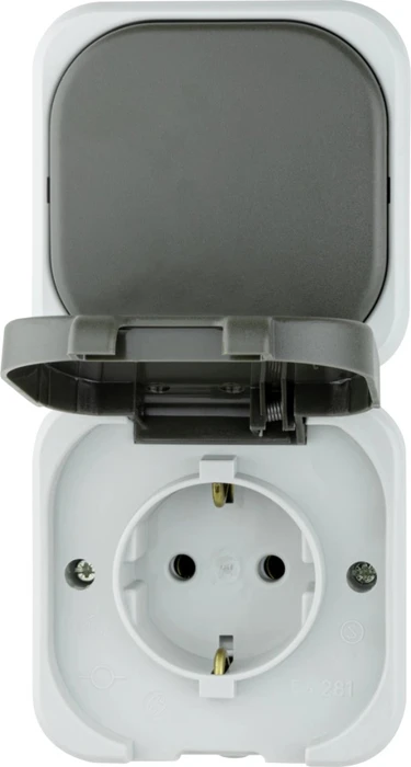 REV Ritter AquaTop Aus-/Wechselschalter + Steckdose AP IP44, grau