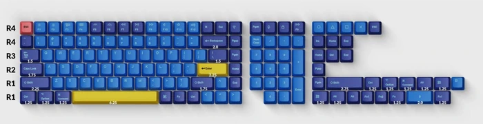 Keychron OEM Dye-Sub Keycap-Set Beach - Version C, Kunststoff (PBT), Beach, blau/gelb, 137 Tasten, ANSI-US