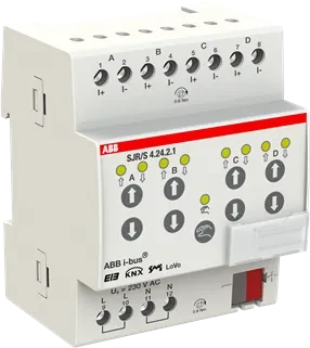 ABB SJR/S4.24.2.1 SMI-Jalousie-/Rollladenaktor 4-fach, 24V, 4TE REG, Schaltaktor
