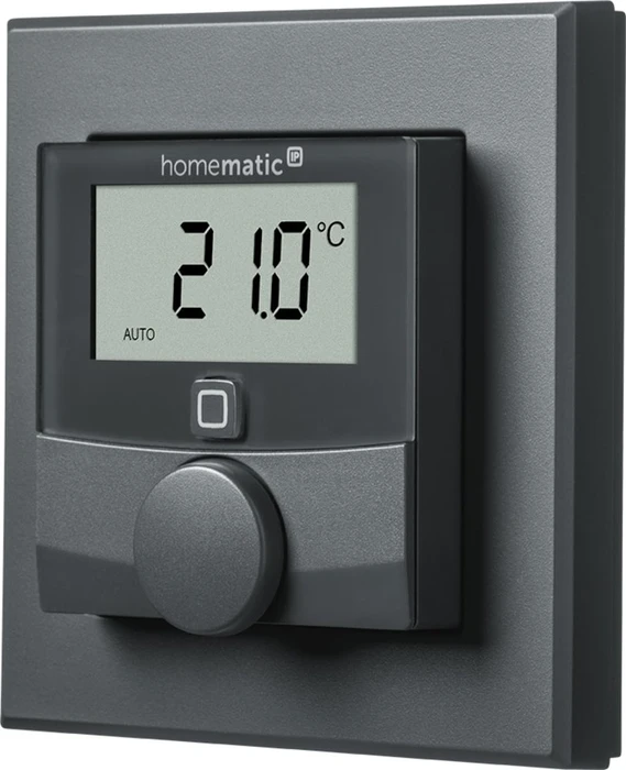 eQ-3 Homematic IP Wandthermostat mit Luftfeuchtigkeitssensor anthrazit, Funk-Wandthermostat