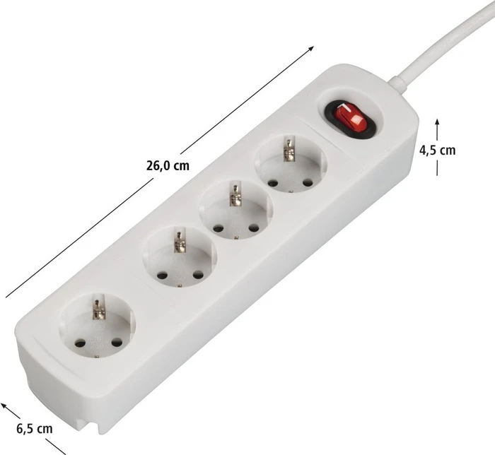 Hama Steckdosenleiste TIDY-Line mit Schalter, 4-fach, 1.5m, weiß