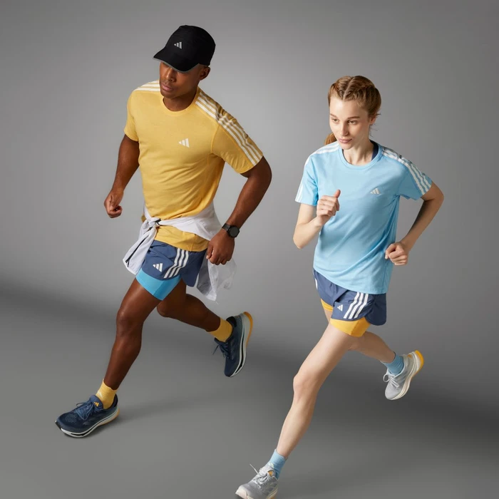 adidas Own The Run 3-Streifen Laufshirt kurzarm semi spark (Herren)