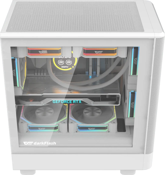 DarkFlash DB330M Mesh White, Glasfenster
