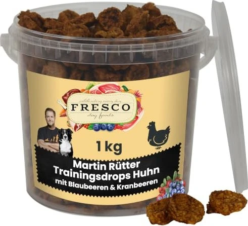 Fresco Dog Martin Rütter Trainingsdrops, Huhn mit Blaubeeren und Kranbeeren, 1kg