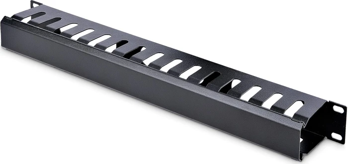 StarTech Horizontaler Rack Finger Kabelkanal mit Abdeckung, Kabelführung, schwarz, 1HE