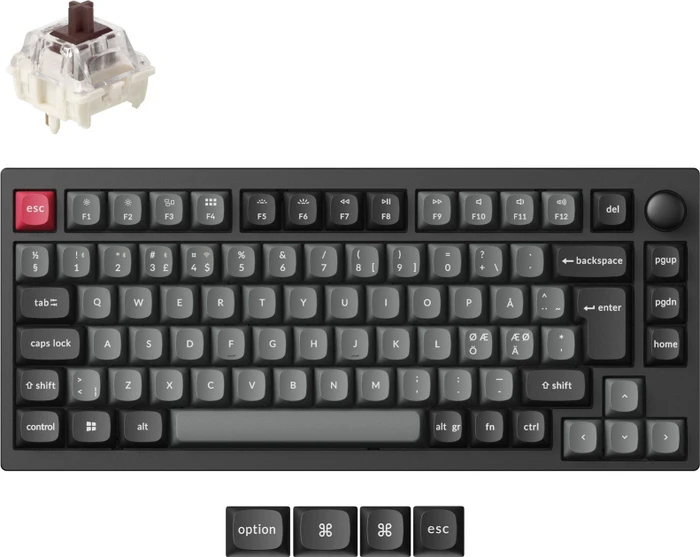 Keychron Lemokey P1 Pro, Carbon Black, 75%, LEDs RGB, Keychron Super BROWN, USB/Bluetooth, ND