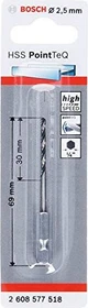 Bosch Professional HSS PointTeQ Spiralbohrer, 2.5x30x69mm, 1 Stück