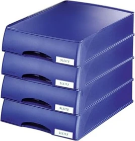 Leitz Plus Briefablage mit Schublade, A4, blau, 4er-Pack