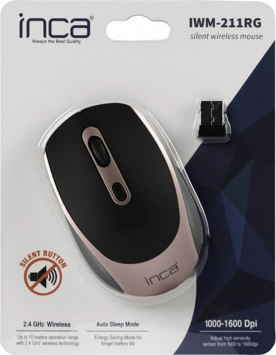 Inca IWM-211RG Silent Wireless Mouse schwarz/rosegold, USB
