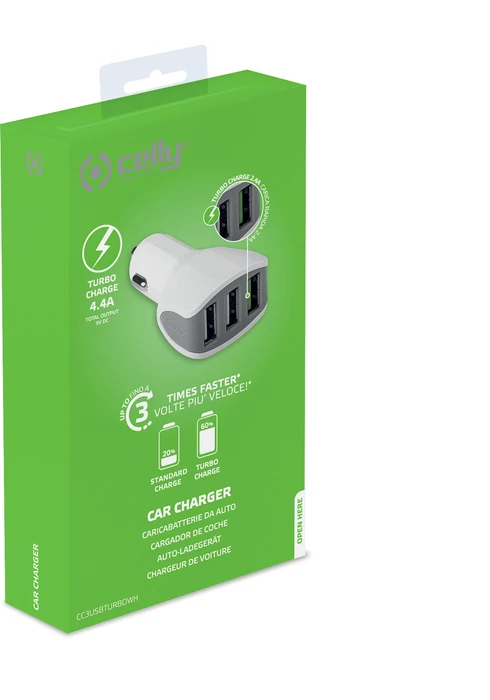 Celly Turbo Car Charger 4.4A weiß