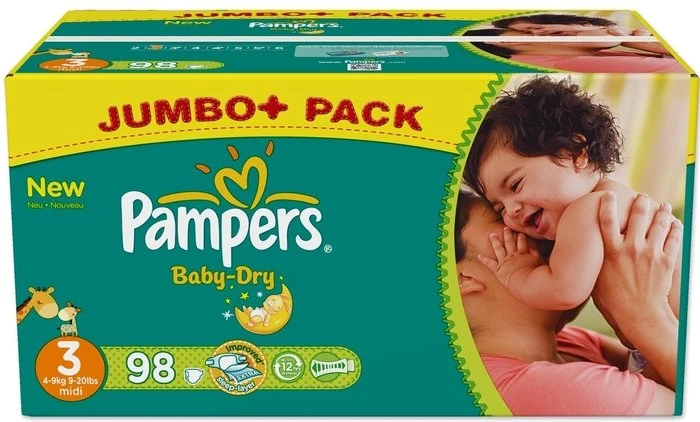 Pampers Baby-Dry Gr.3 Einwegwindel, 4-9kg, 98 Stück