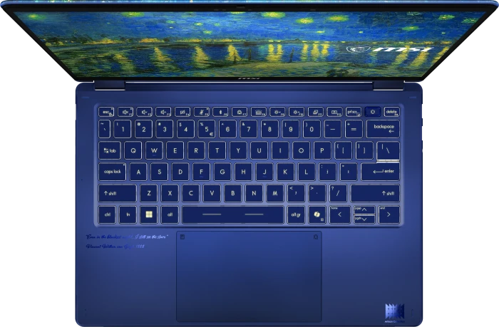 MSI Prestige 14 Flip AI+ Starry Night Over the Rhone-273N, Star Blue, Core Ultra X9 378H, 32GB RAM, 1TB SSD, DE, Vincent van Gogh Edition