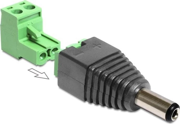 DeLOCK Terminalblock Adapter, 2-Pin auf 2.1/5.5mm Hohlstecker