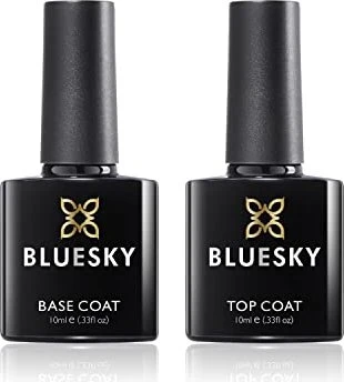Bluesky Top Coat + Base Coat Nagellack Soak Off Gel Set, 20ml (2x 10ml)