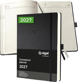 Sigel Conceptum Tageskalender 2027, A4+, Hardcover, schwarz, 480 Blatt