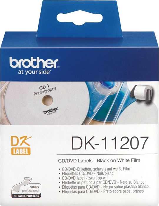 Brother Endlosetiketten DK-11207 rund, 58mm, weiß, 1er-Pack (100 Etiketten)