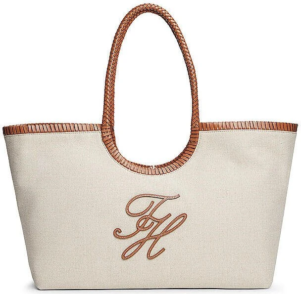 Tommy Hilfiger Canvas-Tote-Bag aus reinem Leinen Shopper canvas/cognac