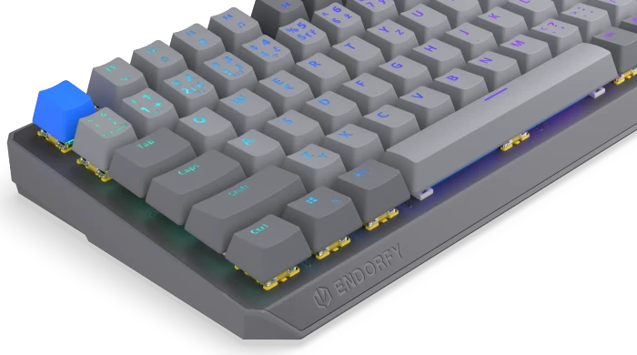 Endorfy Thock V2 75% Wireless, PBT, grau, LEDs RGB, hot-swap, Endorfy YELLOW, USB/Bluetooth, CZ/SK