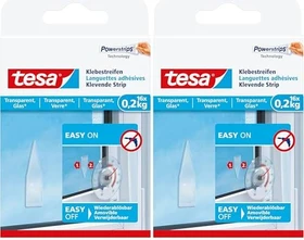 tesa Powerstrips Klebestreifen transparente Oberflächen/Glas weiß, 16 Stück
