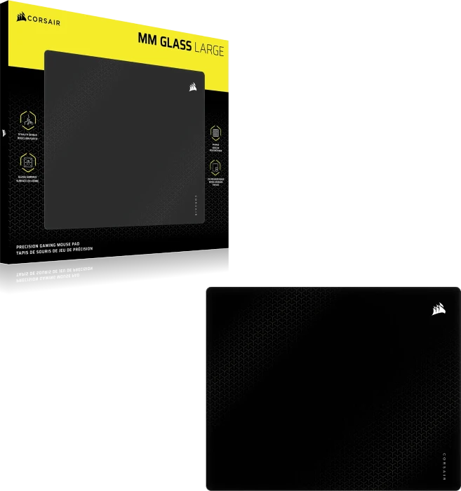 Corsair MM Glass Precision Gaming Mouse Pad - Large 450x400mm, schwarz