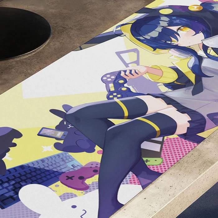 Hyte Bunny Splash Gaming Mauspad, 900x400mm, Motiv schwarz/gelb/violett/weiß