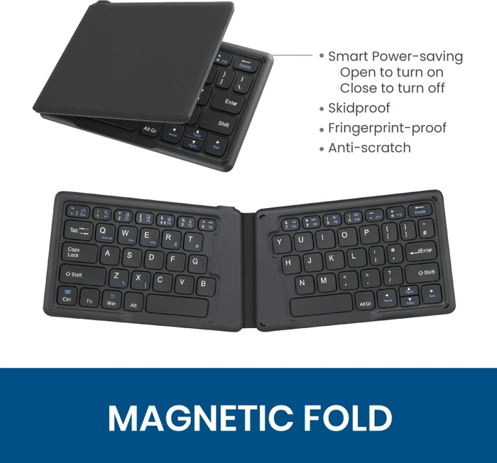 Perixx Periboard-805 ERGO faltbare-Tastatur, schwarz, Bluetooth, US