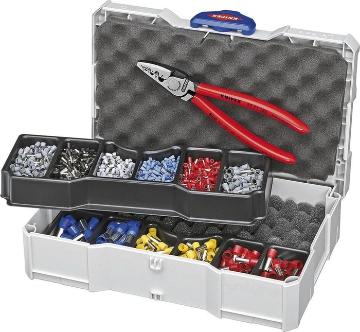 Knipex Crimpzange inkl. Aderendhülsen-Sortiment inkl. Systainer, 18cm
