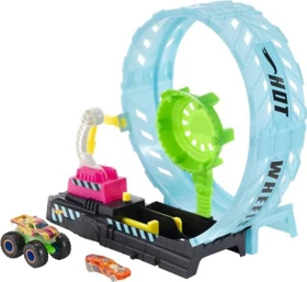 Mattel Hot Wheels Monster Trucks Looping Challenge-Spielset mit Leuchteffekt