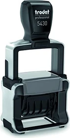 trodat professional 4.0 5430/L Datumstempel mit individueller Textplatte Lagertexte zum Auswechseln, 41x24mm, Monat in Buchstaben, silber/schwarz