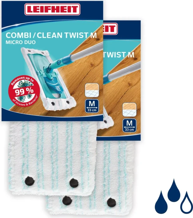 Leifheit Clean Twist M / Combi M micro duo Wischbezug, 2 Stück