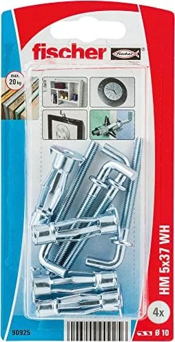 fischer HM 4x37 H K Hohlraum-Metalldübel Schrauben/Dübel-Sortiment, 4 Stück