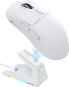Attack Shark X1 Tri-mode Wireless Gaming Mouse mit Ladestation, weiß, USB/Bluetooth