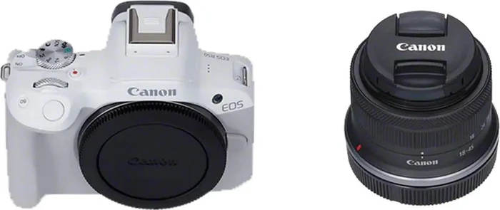 Canon EOS R50 weiß mit Objektiv RF-S 18-45mm 4.5-6.3 IS STM