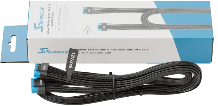 Seasonic 12V-2x6 Kabel, natives 12V-2x6 Kabel, 1x 16-Pin PCIe 5.1 Stecker auf 16-Pin PCIe 5.1 Stecker, schwarz, 70cm