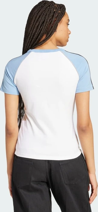 adidas Adicolor 3-Streifen Raglan Slim T-Shirt kurzarm white/ash blue (Damen)