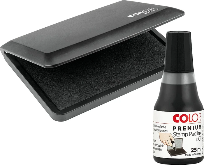 COLOP Kombibox Stempelkissen Set Micro 2 + Stempelfarbe 801, schwarz