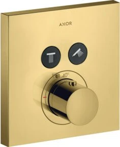 Hansgrohe Axor ShowerSelect eckig Thermostat mit 2 Ventilen polished gold optic