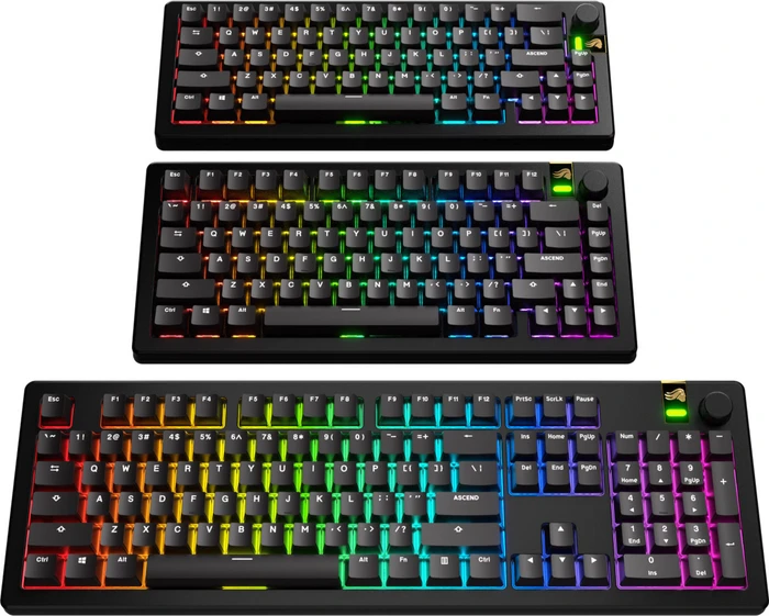 Glorious GPBT Basics Keycaps, Kunststoff (PBT), Classic Black, schwarz, 130 Tasten, ANSI-US