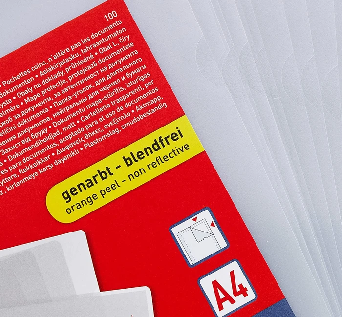 Herlitz Sichthülle für Akten genarbt, A4, transparent, 100er-Pack