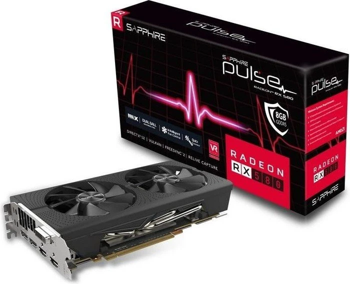 Sapphire Pulse Radeon RX 580 8G G5, 8GB GDDR5, DVI, 2x HDMI, 2x DP, lite retail